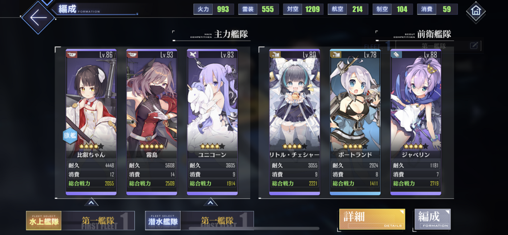 アズールレーンの攻略時編成